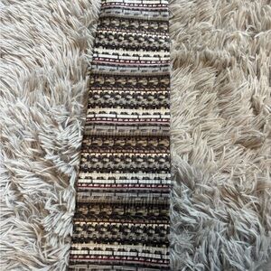 Striped Pattern Men's Tie in Black, Cream & Red Accent